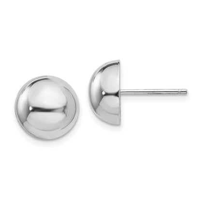 14k White Gold 10mm Half Ball Stud Earrings Gift for Women