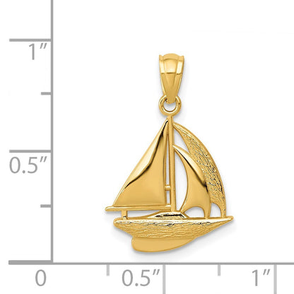 14k Yellow Gold Sailboat Pendant for Women