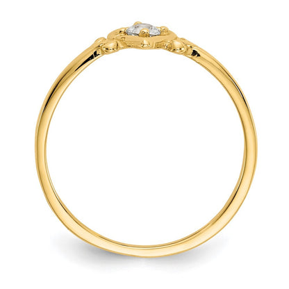 14k Yellow Gold Aquamarine Birthstone Heart Ring