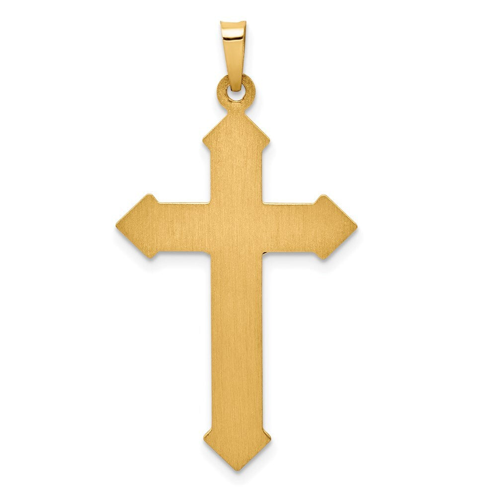 14k Two-tone Gold Polished and Textured INRI Crucifix Pendant for Women