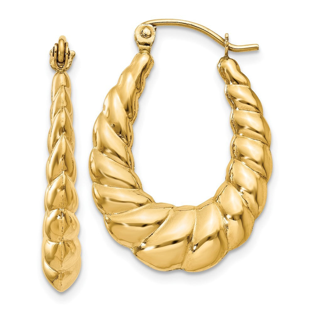14k Yellow Gold Polished Twisted Hollow Hoop Earrings