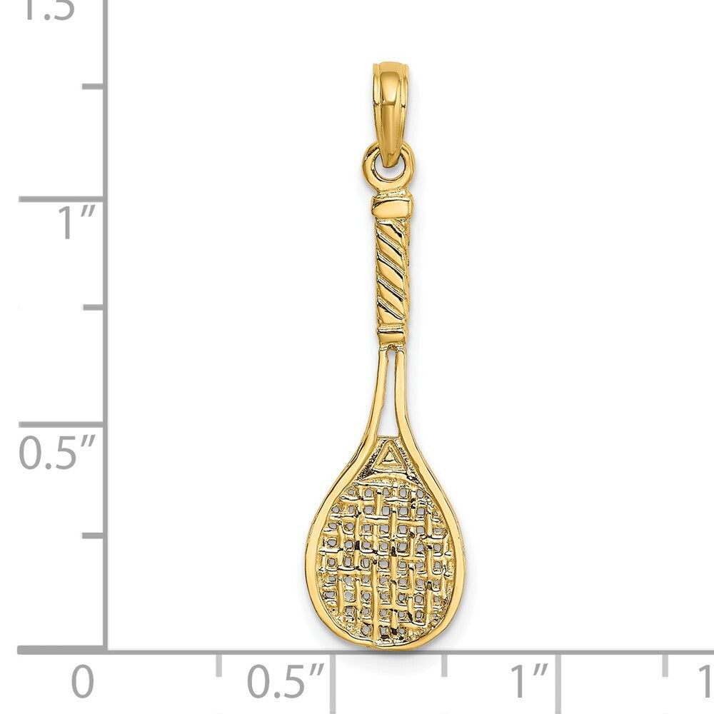 14k Yellow Gold Solid Polished 3-D Tennis Racquet Charm