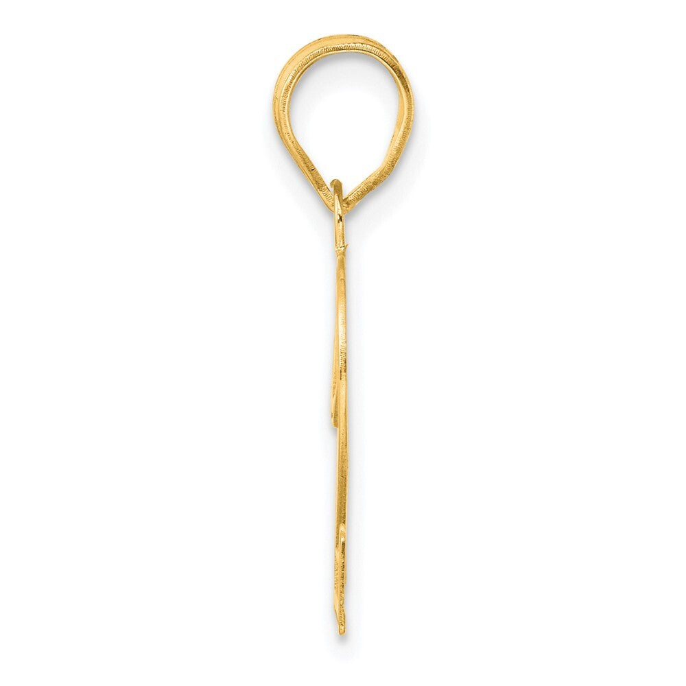 14k Yellow Gold Polished Etched Number 22 Pendant for Women