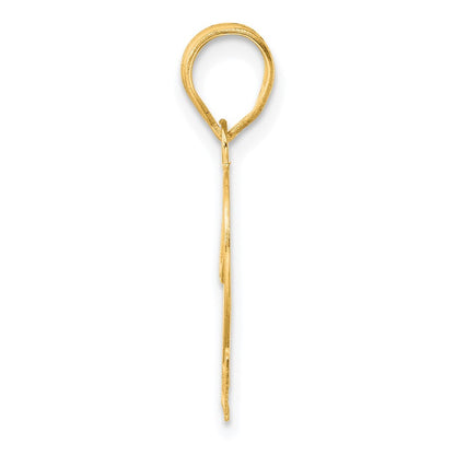 14k Yellow Gold Polished Etched Number 22 Pendant for Women