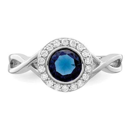 Sterling Silver Rhodium-plated CZ and Glass Stone Ring Size 8