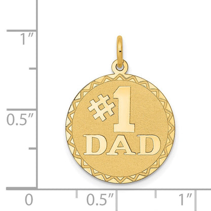 14k Yellow Gold #1 DAD Charm Pendant for Women