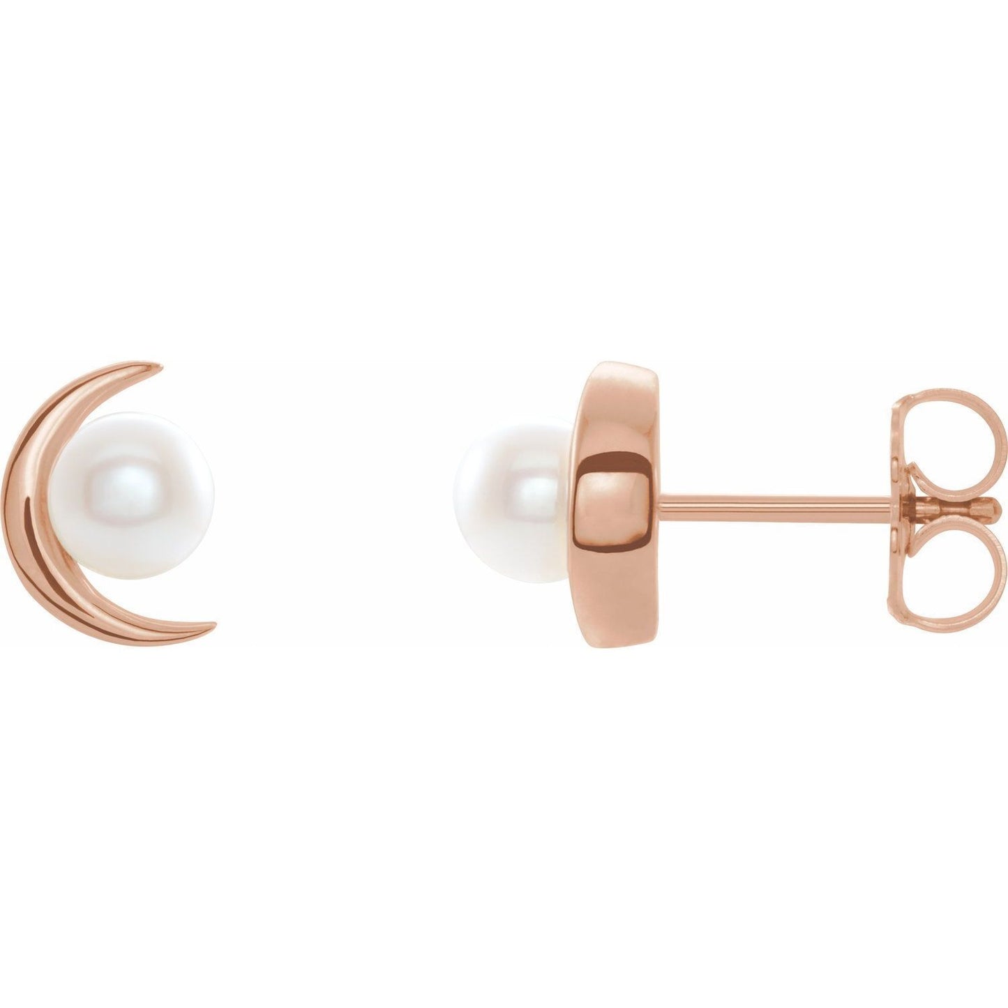 14k Rose Gold Cultured Freshwater Pearl Stud Earrings Fine Jewelry for Women