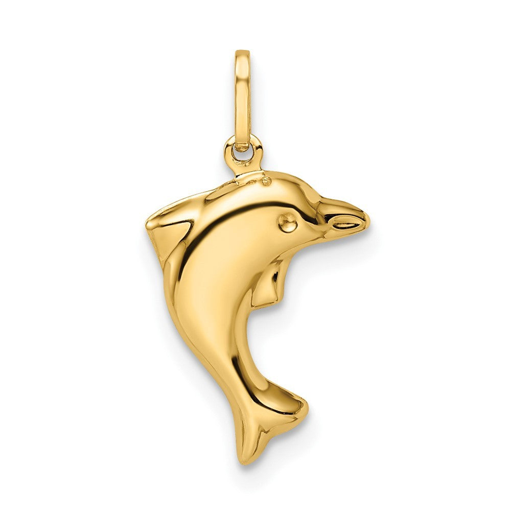 14k Yellow Gold Polished 3-D Dolphin Pendant