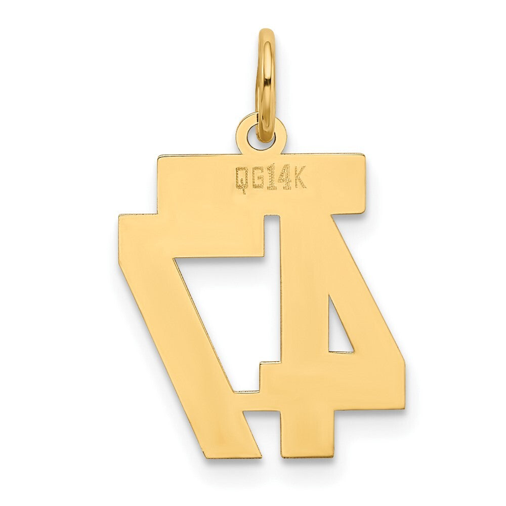 14k Yellow Gold Small Polished Number 47 Charm Pendant for Women