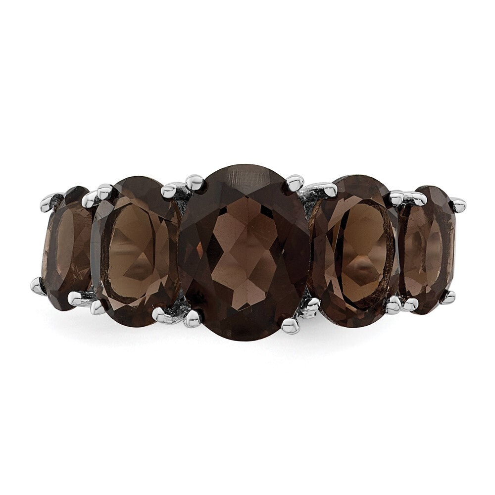 Sterling Silver Rhodium Smoky Quartz Ring Size 8