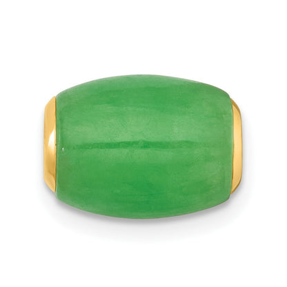 14k Yellow Gold Polished Jade Oval Barrel Bead Chain Slide Pendant