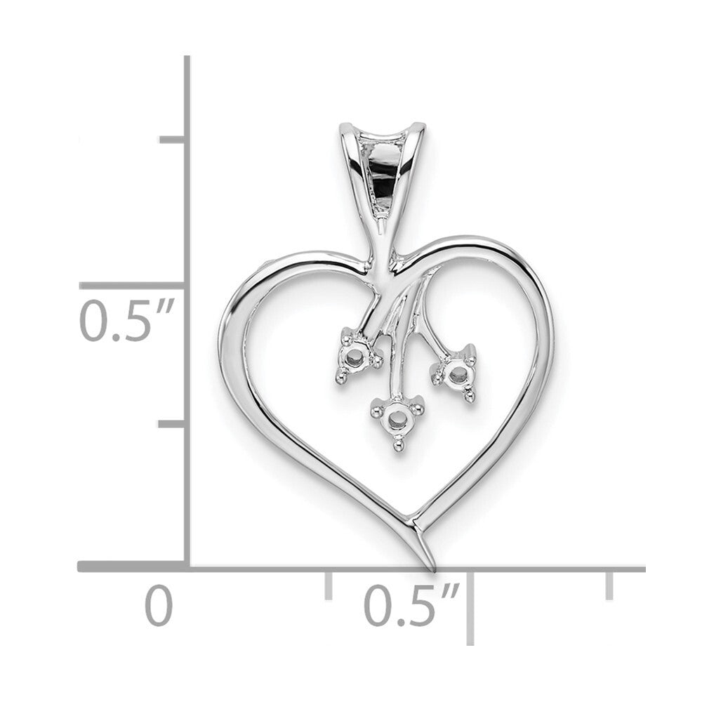 14k White Gold Heart Pendant Mounting for Women