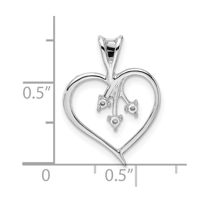 14k White Gold Heart Pendant Mounting for Women