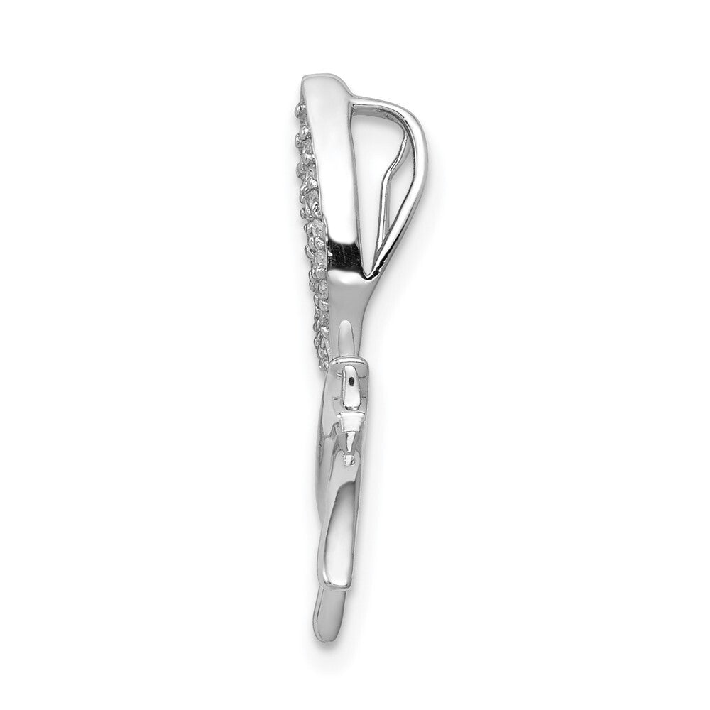 14k White Gold Diamond Dragonfly Chain Slide Pendant for Women