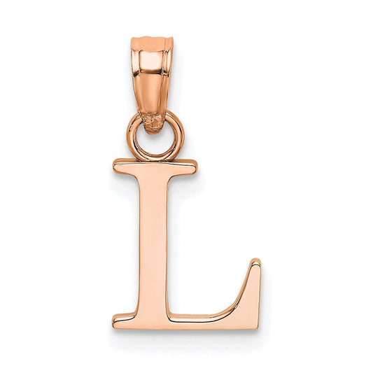 14k Rose Gold Polished Block Letter L Initial Pendant for Women