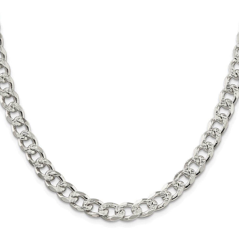 Sterling Silver Rhodium-plated 8.3mm Pav� Curb Chain Necklace