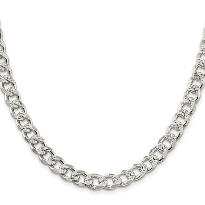 Sterling Silver Rhodium-plated 8.3mm Pav� Curb Chain Necklace