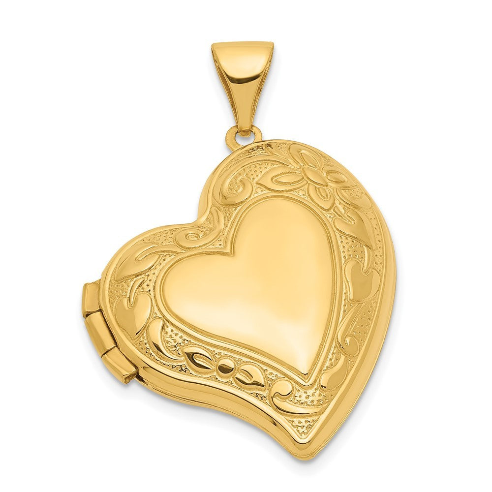 14k Yellow Gold Fancy 20mm Heart Locket