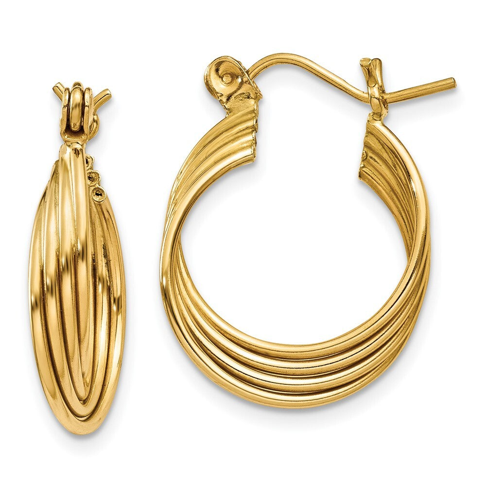14k Yellow Gold Polished Circles Hoop Earrings Gift for Women
