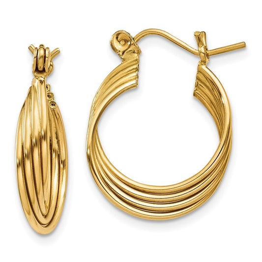 14k Yellow Gold Polished Circles Hoop Earrings Gift for Women