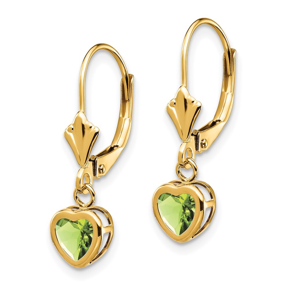 14k Yellow Gold 5mm Heart Peridot Stud Earrings Gift for Women