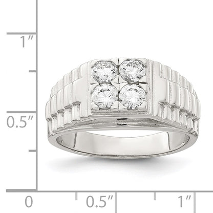 Sterling Silver Rhodium-plated Cubic Zirconia Fashion Ring Size 11