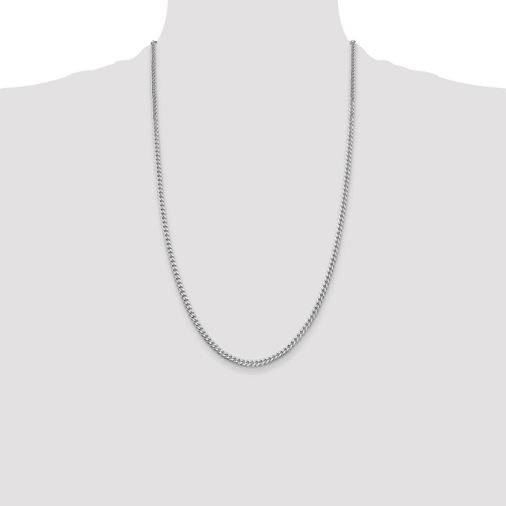 Sterling Silver Rhodium-plated Polished 3.15mm Curb Chain
