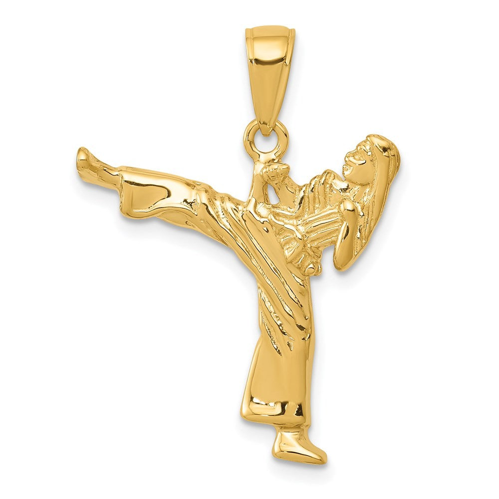14k Yellow Gold Girl Karate Charm Pendant