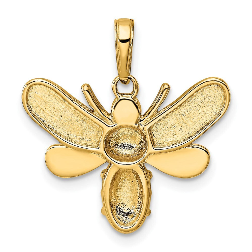 14k Yellow Gold and White Rhodium Diamond-cut Bumblebee Pendant for Women