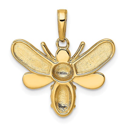 14k Yellow Gold and White Rhodium Diamond-cut Bumblebee Pendant for Women