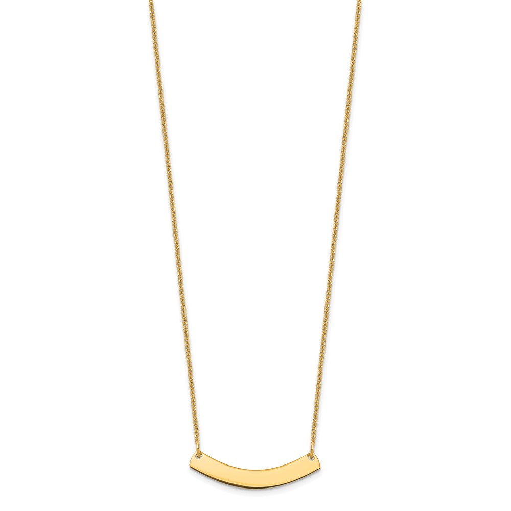 14k Yellow Gold Yellow Gold Small Curved Blank Bar Necklace