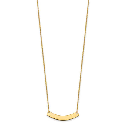 14k Yellow Gold Yellow Gold Small Curved Blank Bar Necklace