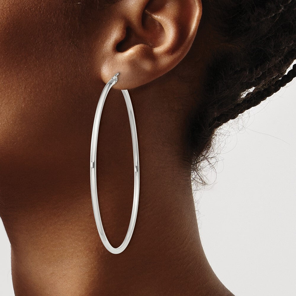 Sterling Silver 2mm Round Hoop Earrings