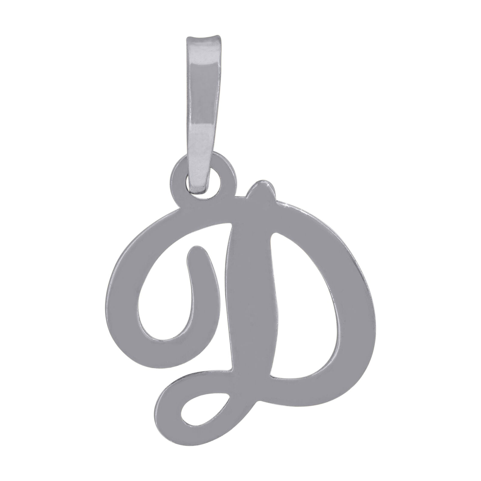 925 Sterling Silver Cursive Initial Alphabet D Charm Pendant