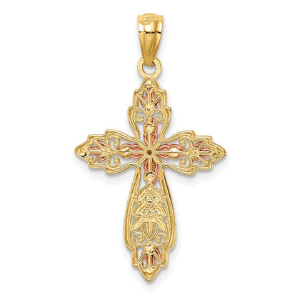 14k Two-tone Gold Cross Pendant for Women