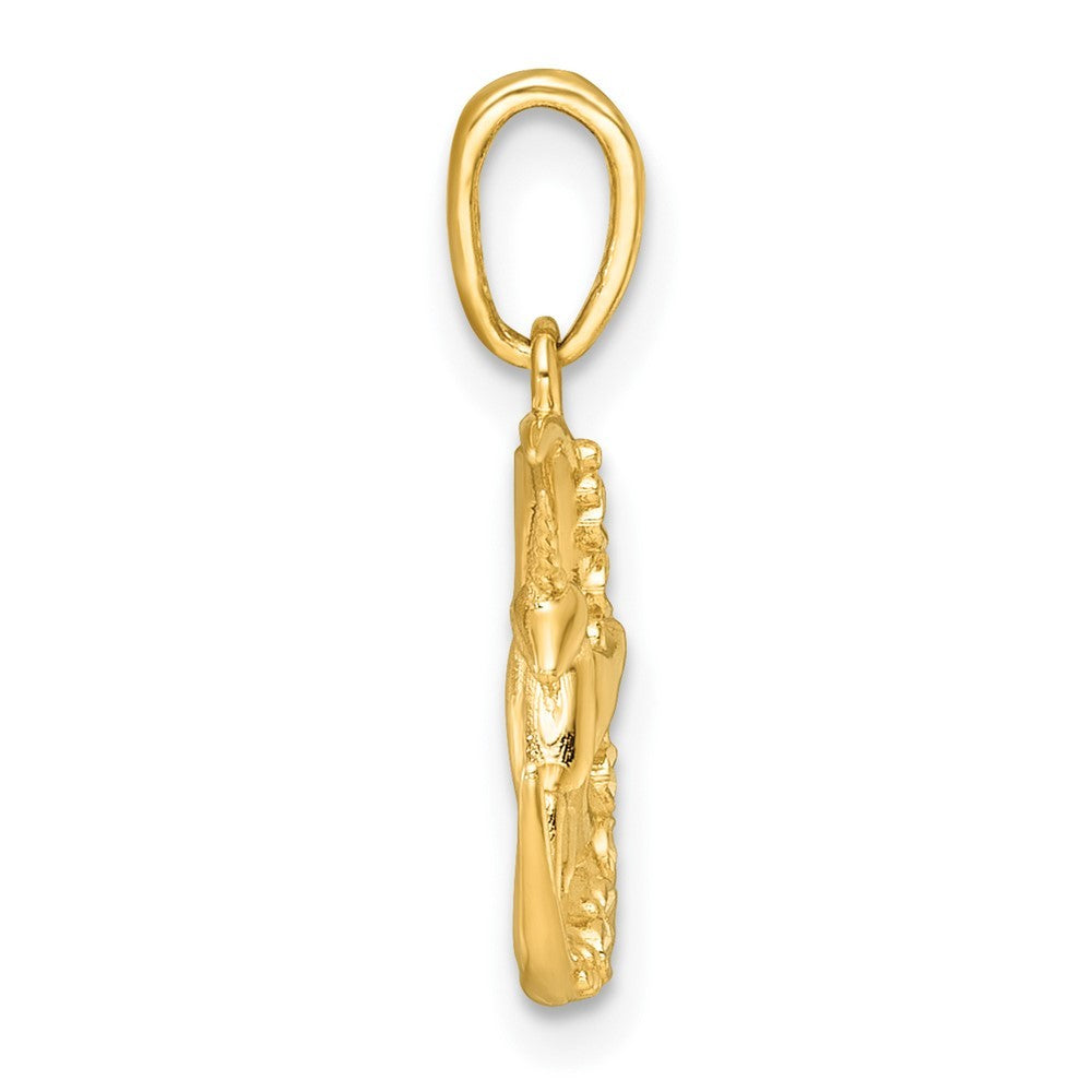 14k Yellow Gold with White Rhodium Polished Unicorn In Moon Charm