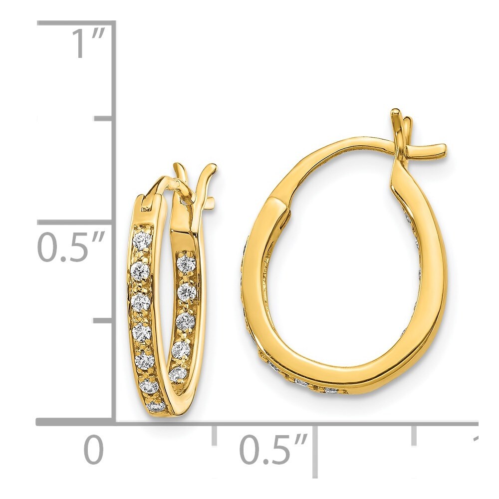 14k Yellow Gold Diamond In/Out Hoop Earrings