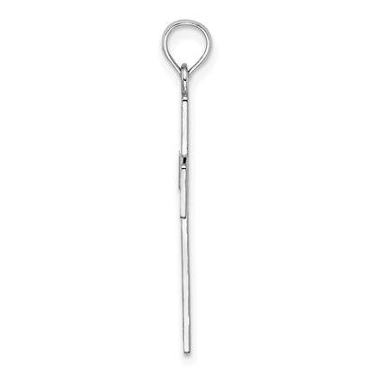 14k White Gold Polished Sqaure Cross  Heart Design Charm Pendant for Women