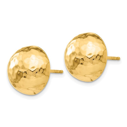 14k Yellow Gold Hammered Half Ball Earrings