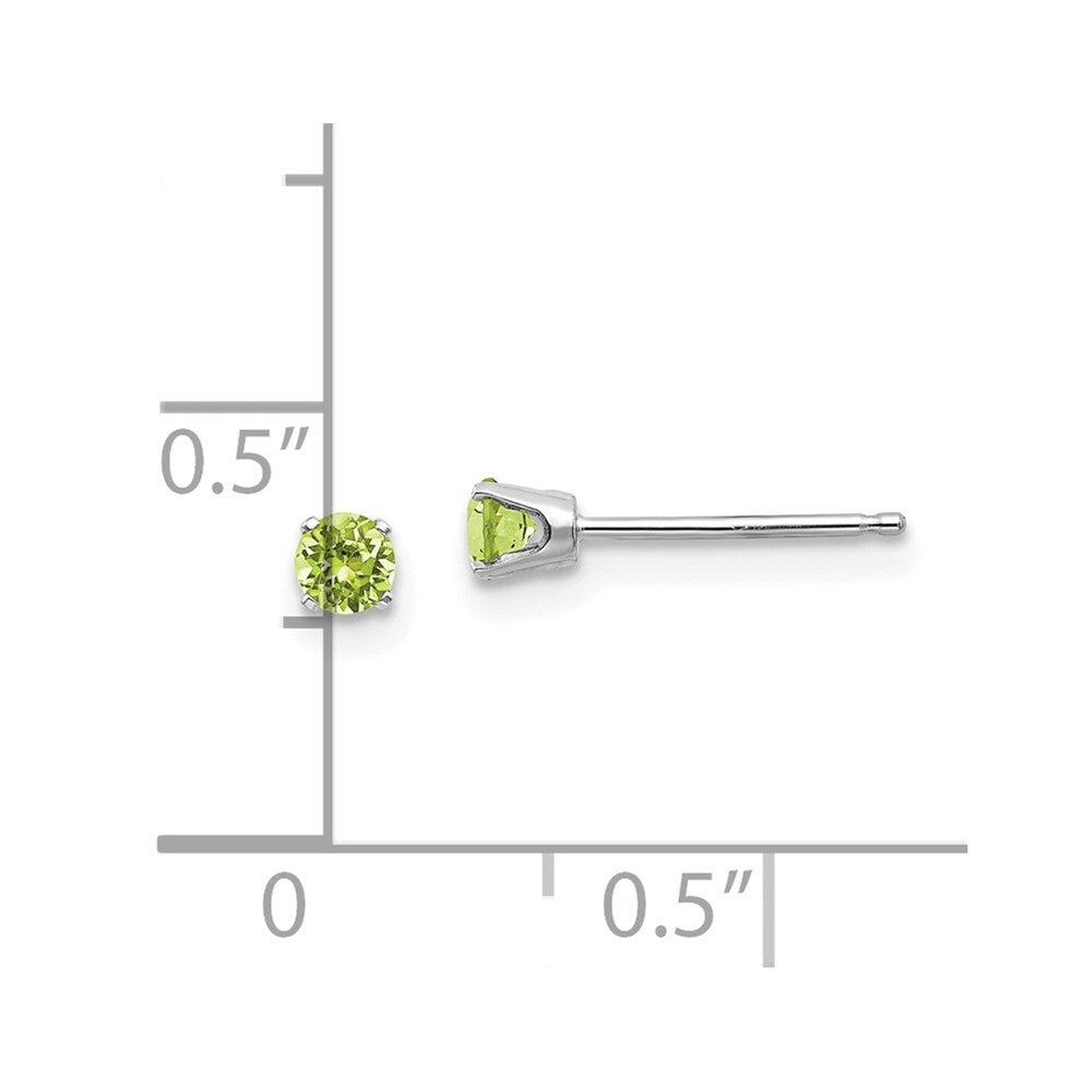 14k White Gold 3mm Peridot Stud Earrings Gift for Women