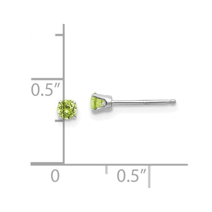 14k White Gold 3mm Peridot Stud Earrings Gift for Women