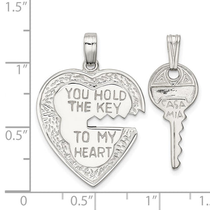 Sterling Silver Heart and Key Charms Holiday Gift for Women