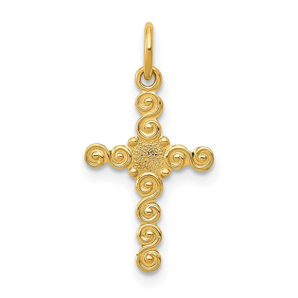 14k Yellow Gold Small Polished Cross Charm Pendant