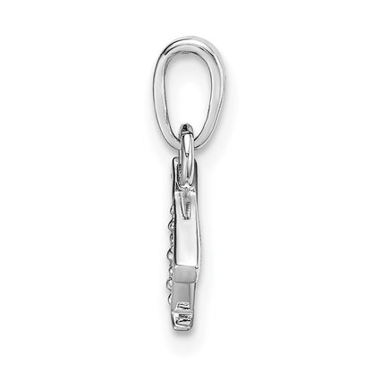 14k White Gold Rhodium-plated Diamond Letter T Initial Pendant for Women