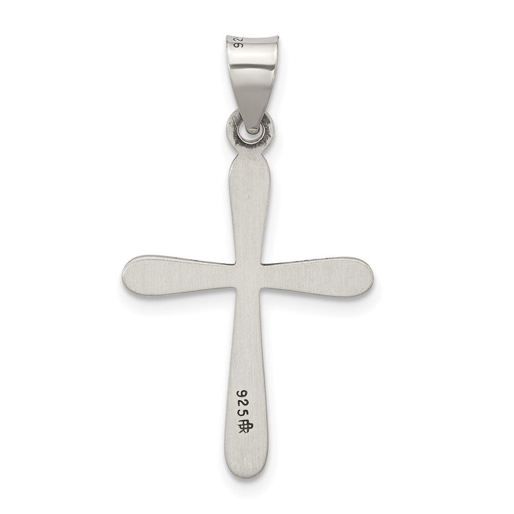 Sterling Silver Antiqued Solid Textured Cross Pendant