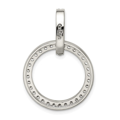 Sterling Silver Rhodium-plated Cubic Zirconia Circle Pendant