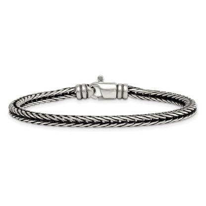 Sterling Silver Antiqued Polished 4.25mm Franco Chain Bracelet 8 inch Bracelet