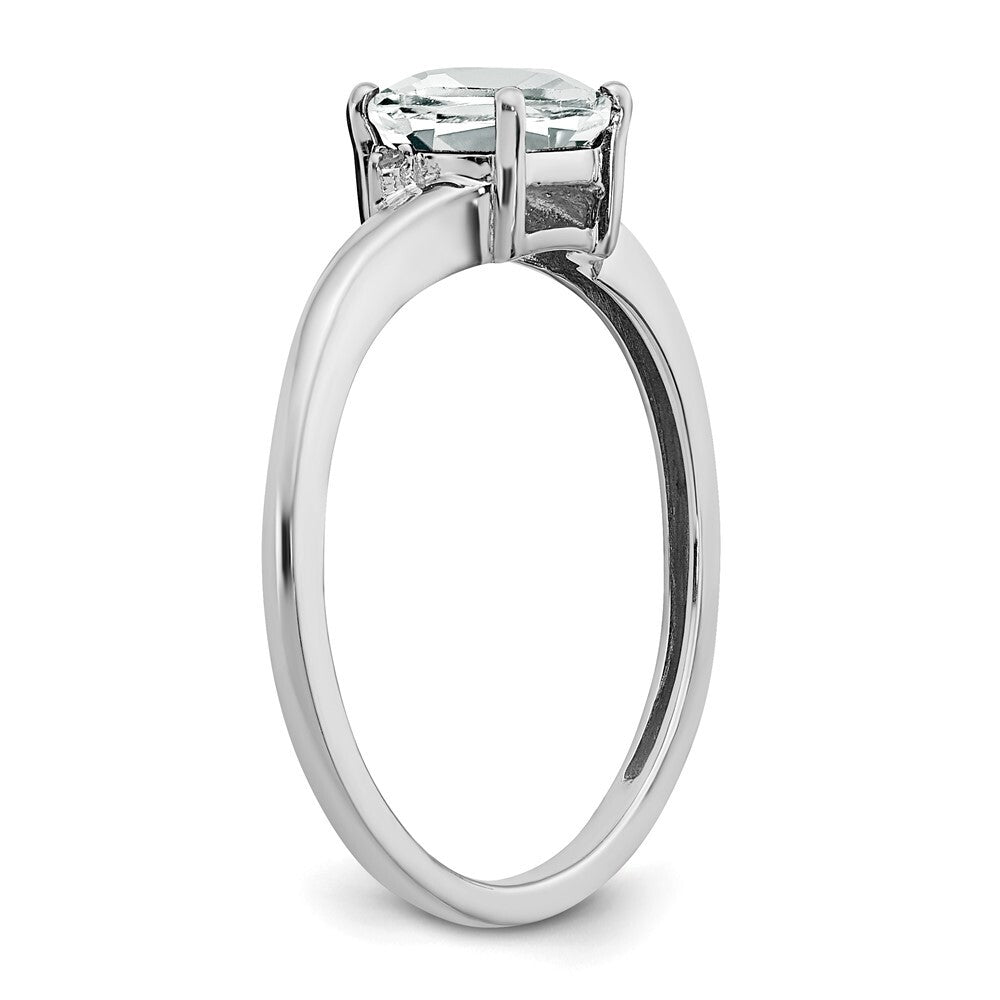 Sterling Silver Rhodium-plated White Topaz and Diamond Ring Size 6
