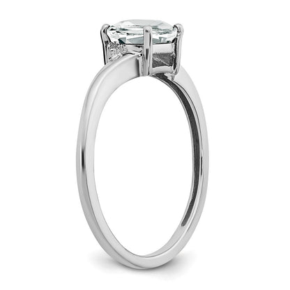 Sterling Silver Rhodium-plated White Topaz and Diamond Ring Size 6