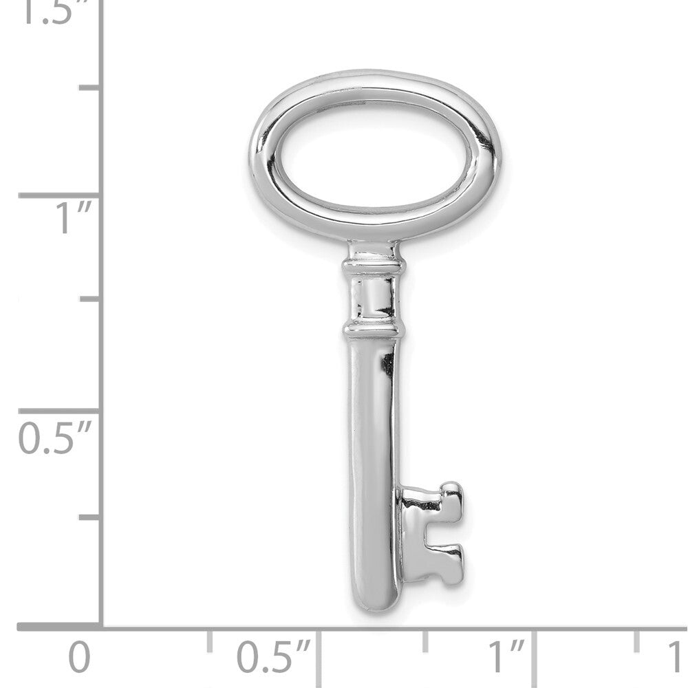Sterling Silver Rhodium-plated Key Pendant